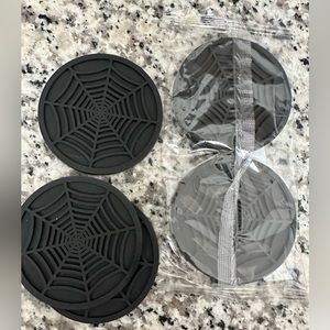 4 spiderweb rubber coasters - new, never used